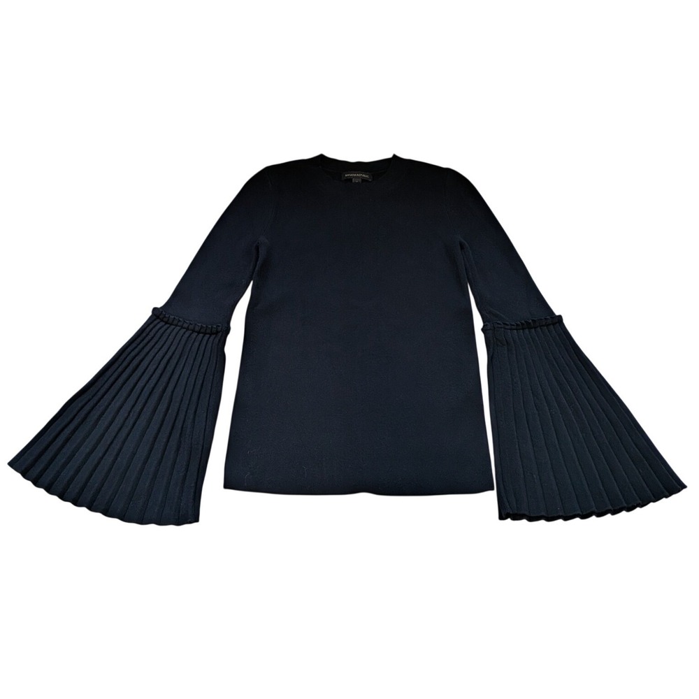 Banana Republic Sweater S Black Pleated Bell Sleeve Knit Witchy Dark Academia